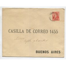 ARGENTINA ENTERO POSTAL GJ SOB-33 SOBRE CIRCULADO DESDE SANTIAGO DEL ESTERO CON IMPRESIÓN PRIVADA